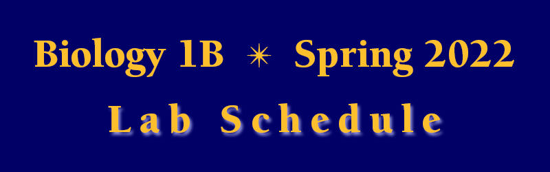Biology 1B Spring 2022 Lab Schedule