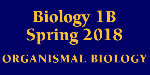 Biology 1B Spring 2018 Organismal Biology Schedule